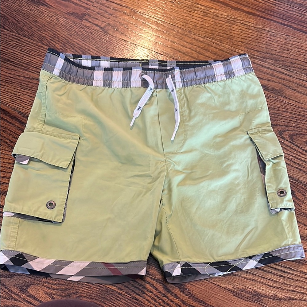 Boys Burberry Green Cargo  swim Shorts size 5